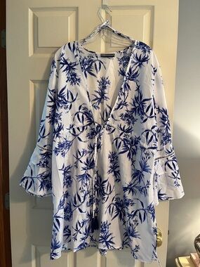 Blue Floral Women’s Swim Coverup Tunic